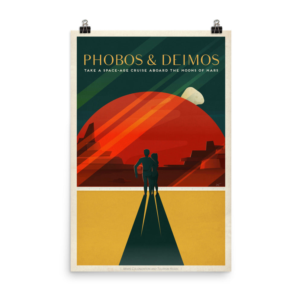 Phobos and Deimos Retro Travel Poster