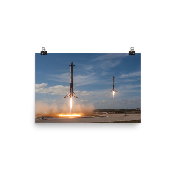SpaceX Falcon Heavy Side Cores Landing Poster