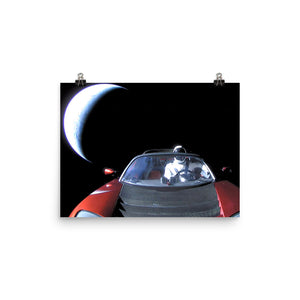 SpaceX Starman in Tesla Roadstar with Earth Poster