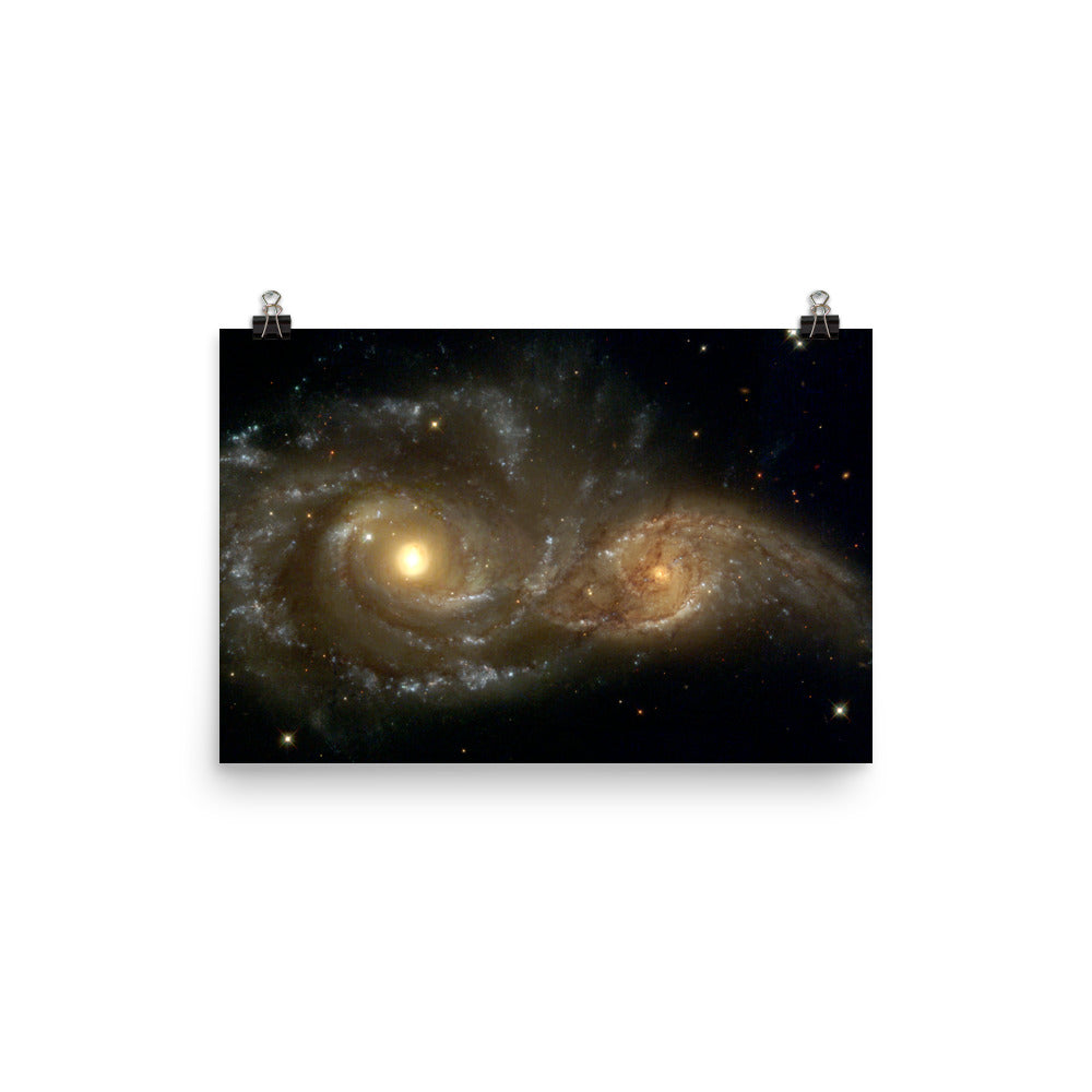 Two Spiral Galaxies Colliding Poster